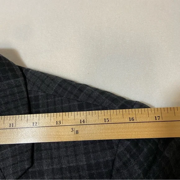 VINCE Mens Wool Plaid Gray & Black Blazer Size 38